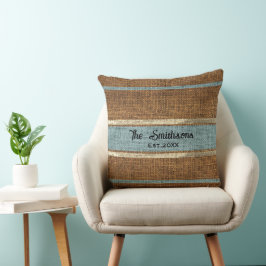 Cojín Decorativo Burlap Rústico Marrón Masaje Verde Personalizado N