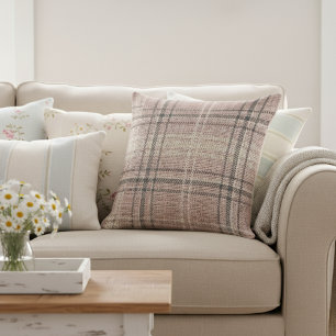 Cojín Decorativo Burlap Rústico Moderno Tapado Ligero Rosa