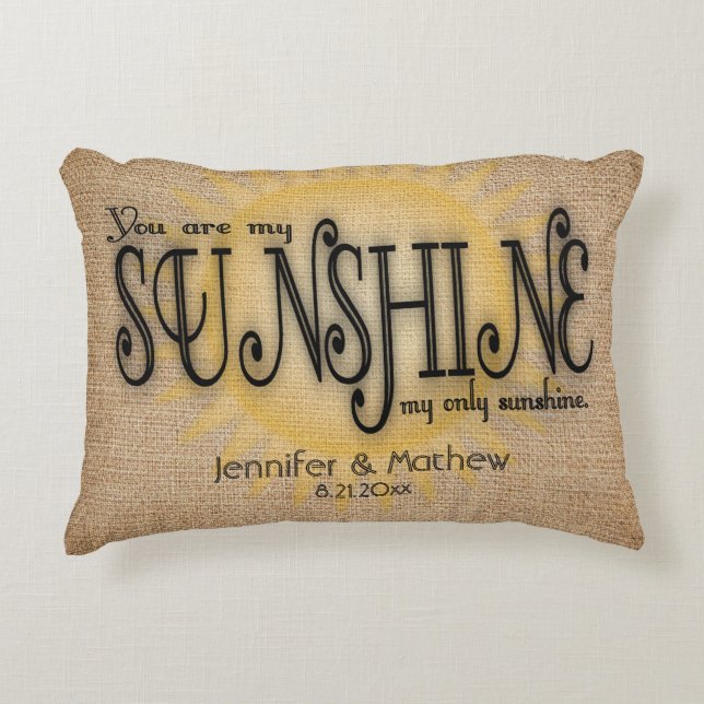 Cojín Decorativo Burlap Sunshine Rustic Boda (Anverso)