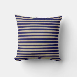 Cojín Decorativo Burlap y Navy Blue Stripe Pillow