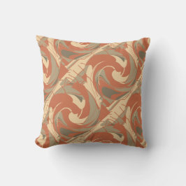 Cojín Decorativo Burnt Orange Beige Taupe Diagonal Twirls Motif 