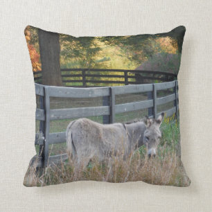 Cojín Decorativo Burro en un campo de otoño,