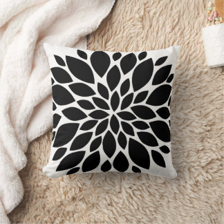 Cojín Decorativo Burst floral blanca y negra