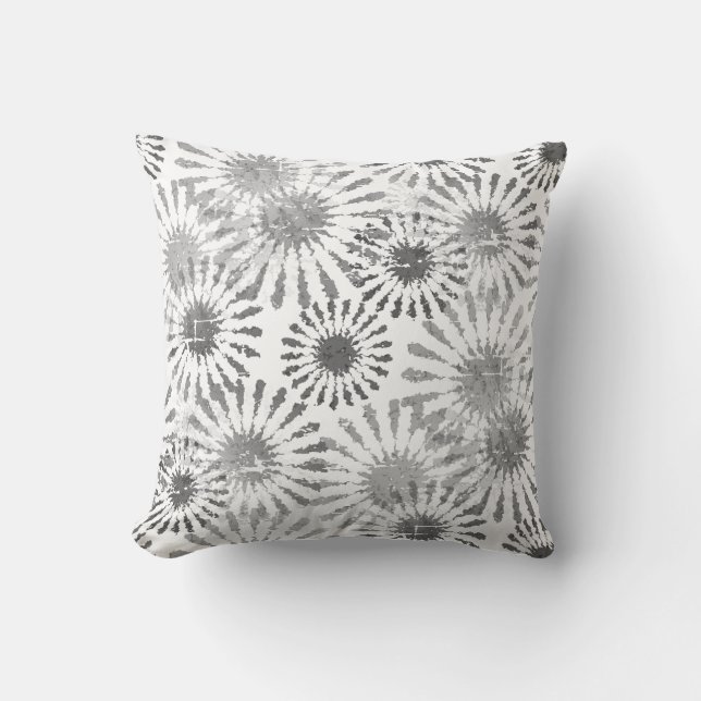 Cojín Decorativo Burst floral blanca y negra (Anverso)