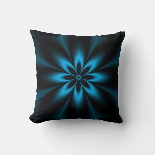 Cojín Decorativo Burst fractal azul (Anverso)