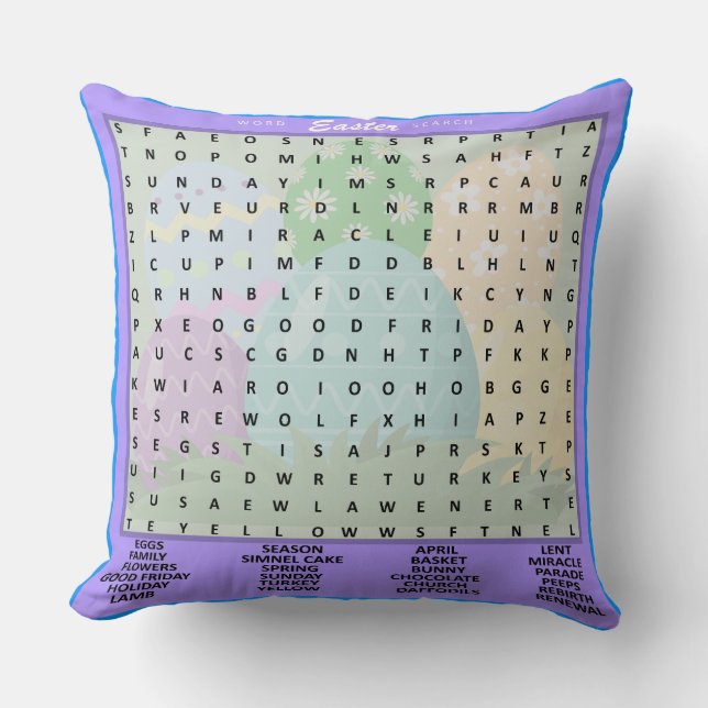 Cojín Decorativo Búsqueda de palabras de Pascua (Anverso)