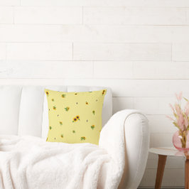 Cojín Decorativo Butter Yellow Japanese Sunflower Floral Pattern