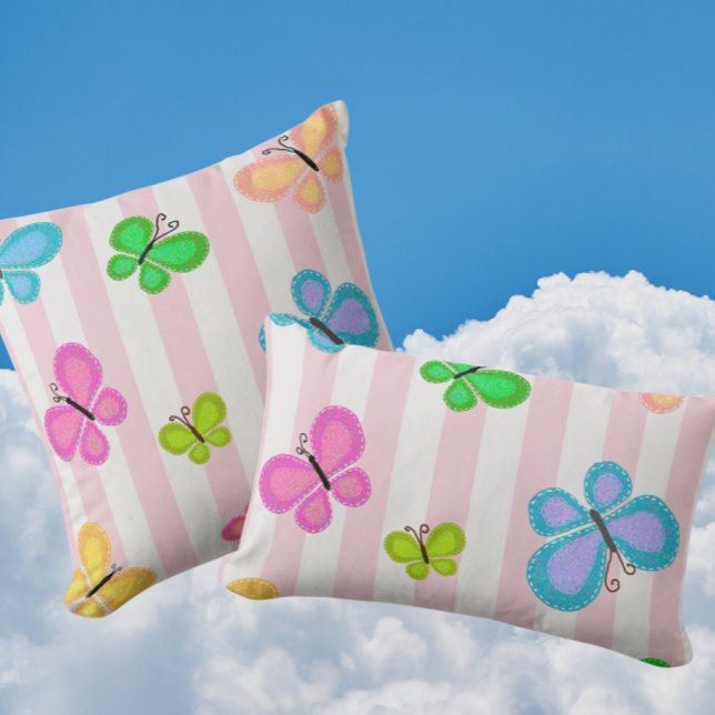 Cojín Decorativo Butterfly Dreams Pink Stripe (So sweet and feminine!)