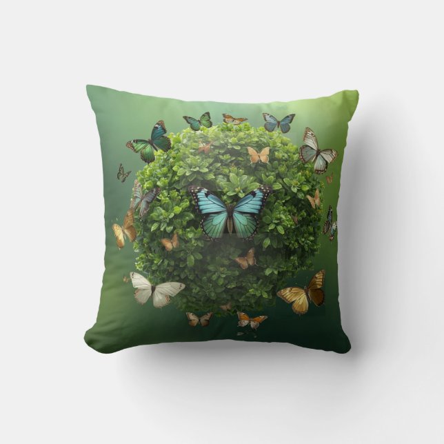 Cojín Decorativo Butterfly Harmony Nature Sphere Throw Pillow (Anverso)