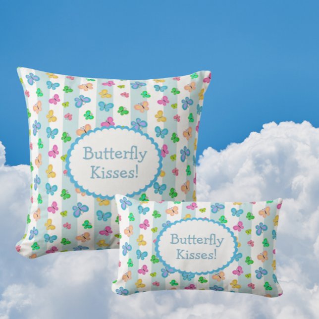 Cojín Decorativo Butterfly Kisses Personalized  (Personalize with your own message!)