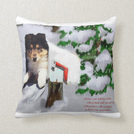 Cojín Decorativo Buzón de Navidades de Collie Puppy