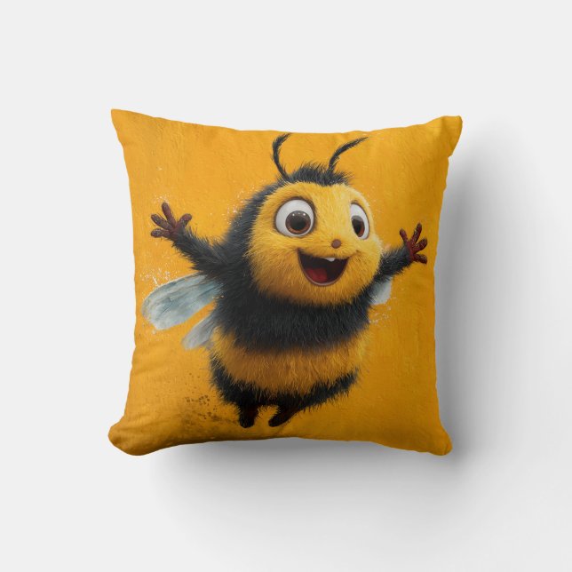 Cojín Decorativo Buzz de alegría - Feliz Bee Pillow (Anverso)