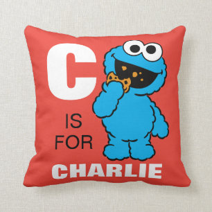 Cojín Decorativo C es de Cookie Monster   Añade tu nombre