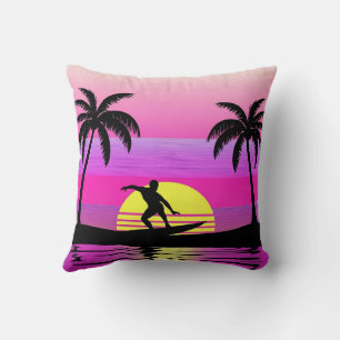 Cojín Decorativo Cabalgando las olas – Atardecer de surf en tonos p