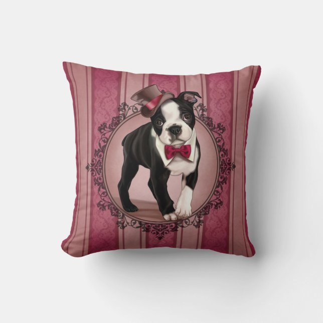 Cojín Decorativo Caballero Boston Terrier (Anverso)