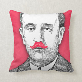 Cojín Decorativo Caballero del vintage con el bigote rosado