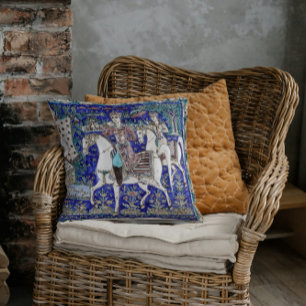 Cojín Decorativo Caballeros persas Romance Sky Blue White  