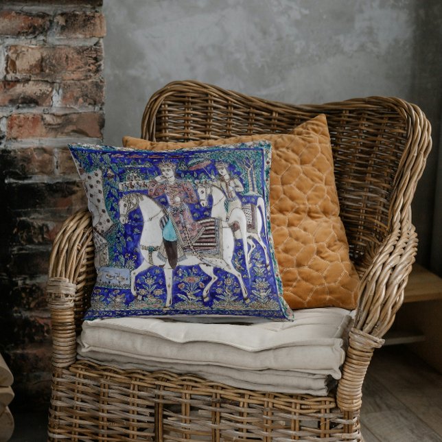 Cojín Decorativo Caballeros persas Romance Sky Blue White | (Subido por el creador)