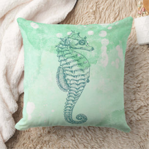 Cojín Decorativo Caballito de Mar Azul Océano Tema de Playa