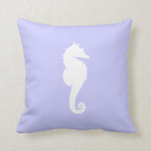 Cojín Decorativo Caballito de mar blanco y pervinca