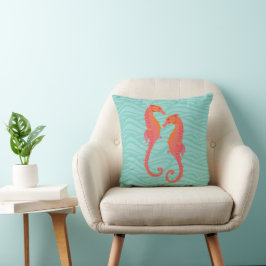 Cojín Decorativo Caballitos de mar con marcas tribales