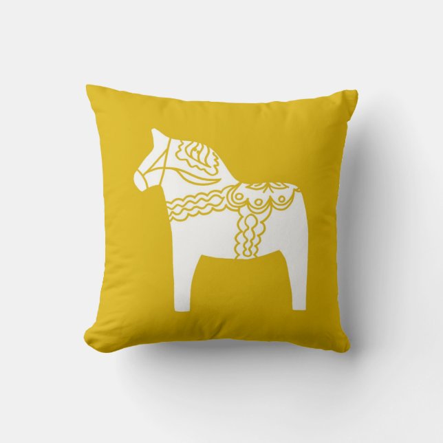 Cojín Decorativo Caballo amarillo de Dala (Anverso)