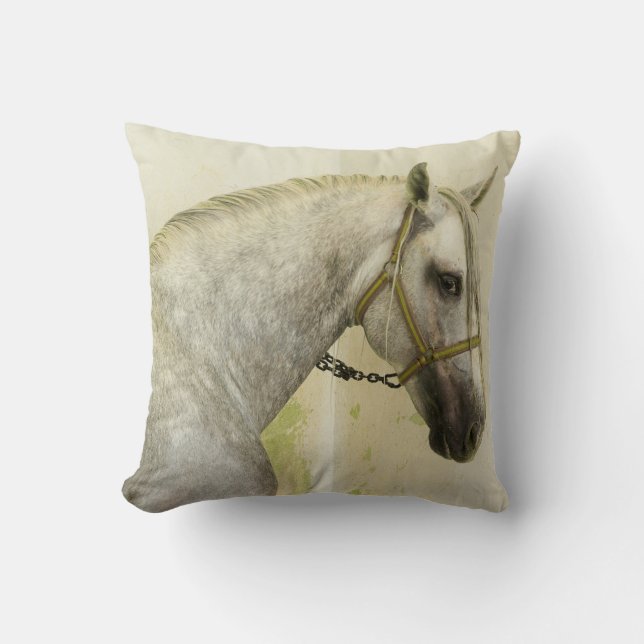 Cojín Decorativo Caballo andaluz gris de manzana (Anverso)