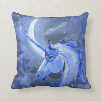 Cojín Decorativo Caballo azul púrpura lunar de Pegaso de las lunas