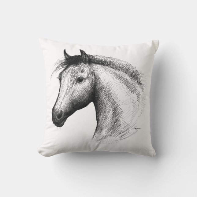 Cojín Decorativo Caballo: blanco (Anverso)