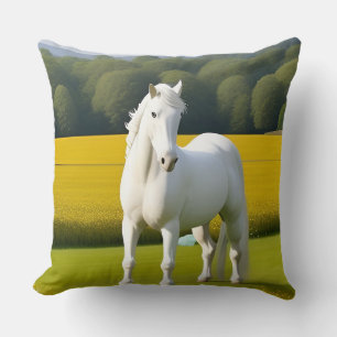 Cojín Decorativo Caballo Blanco Con Guirnalda Floral