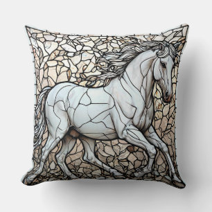 Cojín Decorativo Caballo Blanco Vidrio Emplomado
