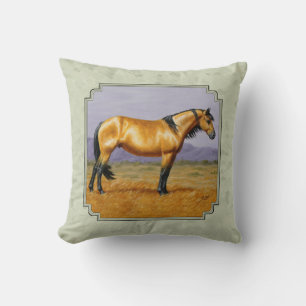 Cojín Decorativo Caballo Buckskin Mustang Stallion Sage Green