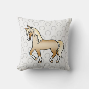 Cojín Decorativo Caballo Color Palomino Dibujo Animado Trotando