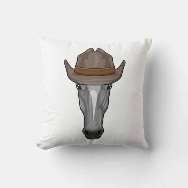 Cojín Decorativo Caballo como vaquero con Gorra (Anverso)