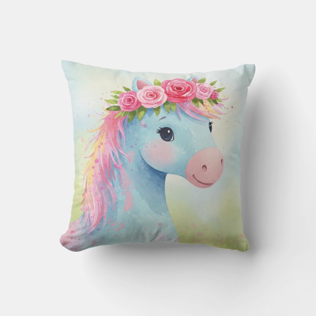 Cojín Decorativo Caballo con corona rosa (Anverso)