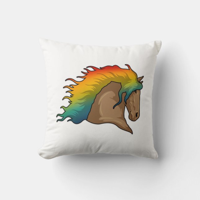 Cojín Decorativo Caballo con el pelo arcoiris (Anverso)