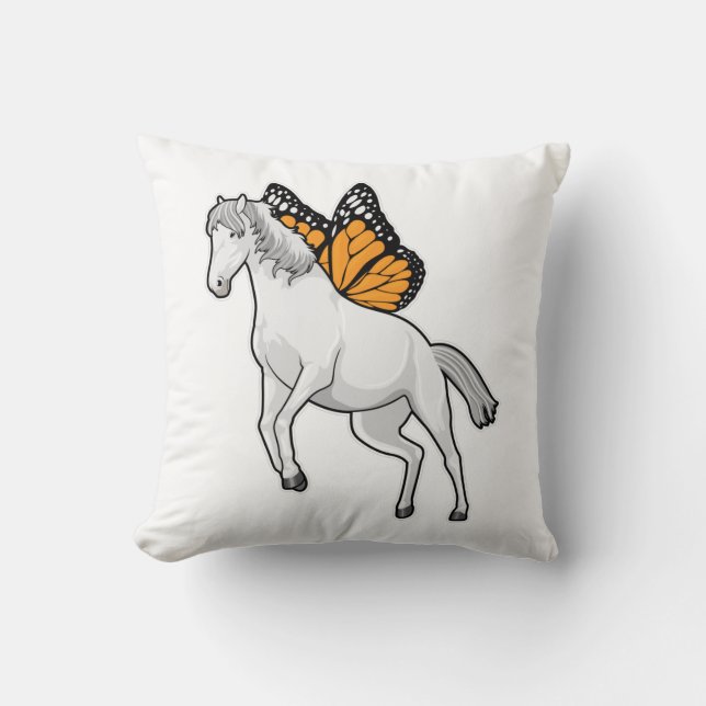 Cojín Decorativo Caballo con mariposa (Anverso)