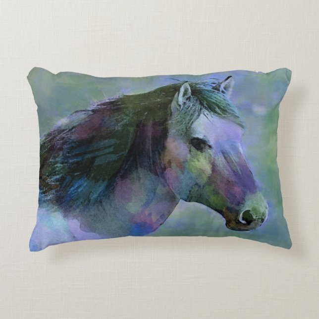 Cojín Decorativo Caballo de Acuarela (Anverso)