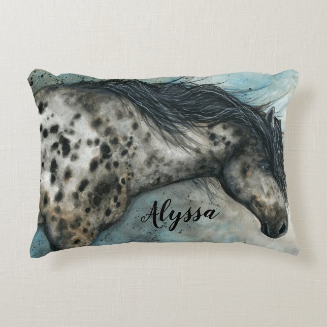 Cojín Decorativo Caballo de Appaloosa por nombre personalizado de B (Anverso)