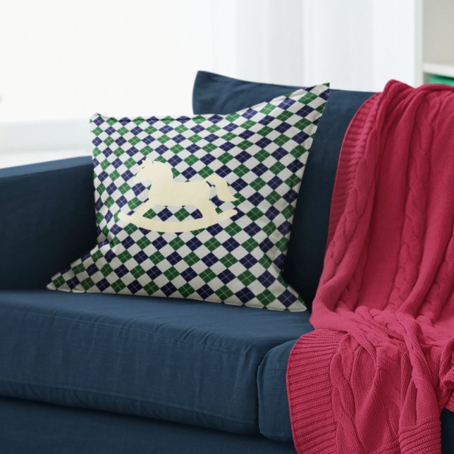 Cojín Decorativo Caballo de balancín preppy argyle (Subido por el creador)