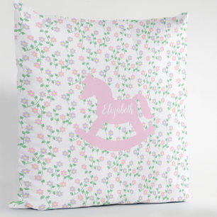 Cojín Decorativo Caballo de Balanço Floral Rosa