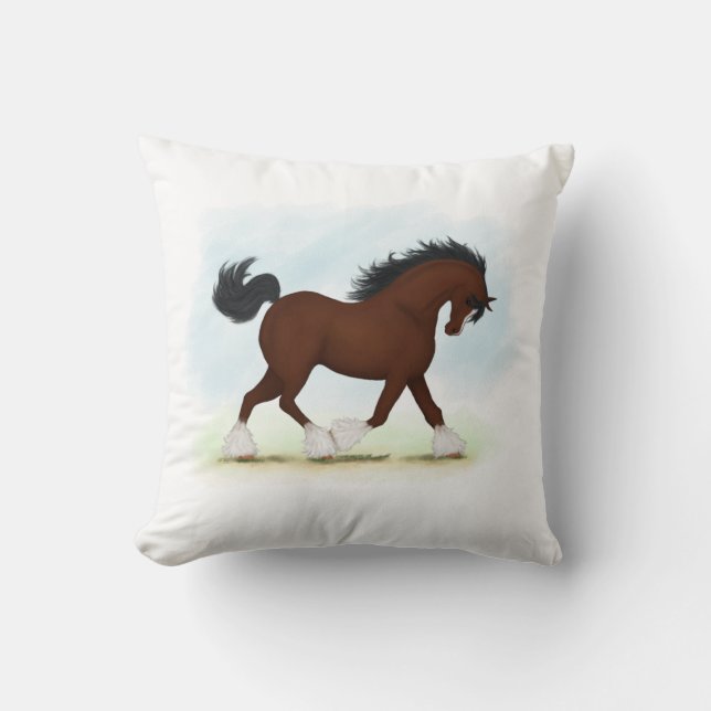 Cojín Decorativo Caballo de Bay Clydesdale (Anverso)