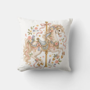 Cojín Decorativo Caballo de carrusel elegante cuento de hadas franc