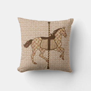 Cojín Decorativo Caballo de carrusel - Marrón chocolate y Tan