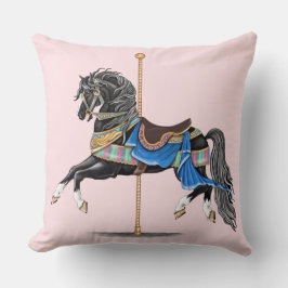 Cojín Decorativo Caballo de carrusel negro
