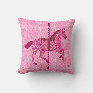 Cojín Decorativo Caballo de carrusel - rosa de la fucsia