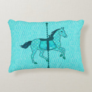 Cojín Decorativo Caballo de carrusel - Turquesa y Aqua