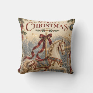 Cojín Decorativo Caballo de carrusel vintage Navidad , Festivo eleg