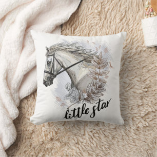 Cojín Decorativo Caballo de dibujo manual con plantas T-Shirt