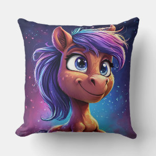 Cojín Decorativo Caballo de dibujos animados lindo